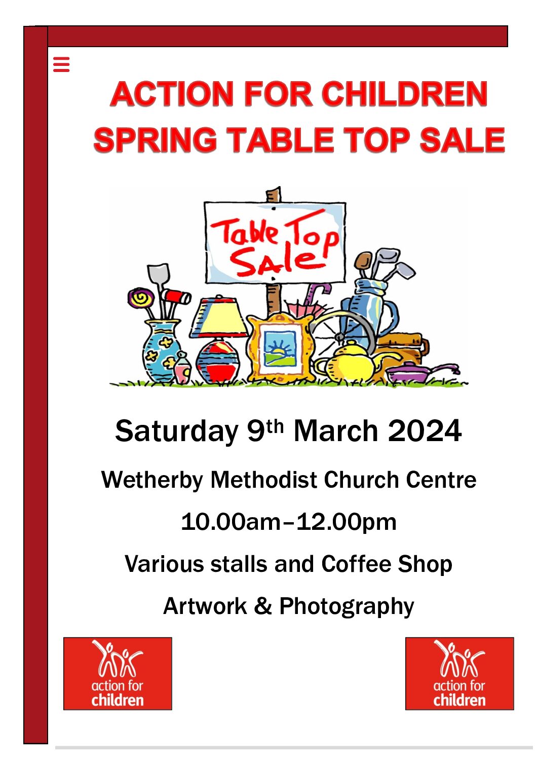 Action for Children Table Top Sale